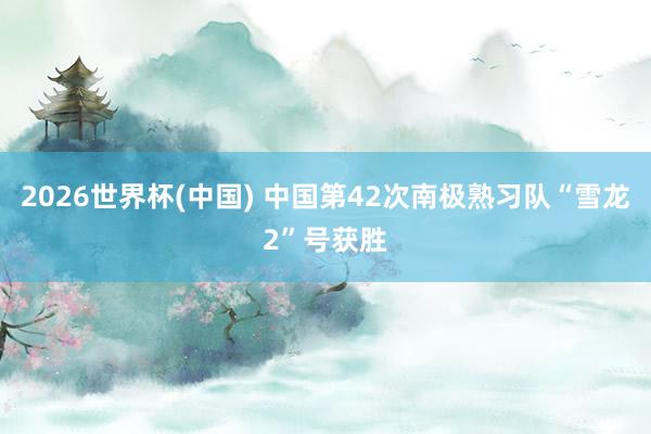 2026世界杯(中国) 中国第42次南极熟习队“雪龙2”号获胜