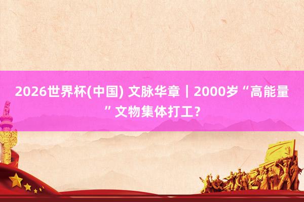 2026世界杯(中国) 文脉华章|2000岁“高能量”文物集体打工?