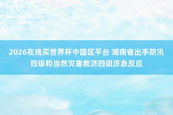 2026在线买世界杯中国区平台 湖南省出手防汛四级和当然灾害救济四级济急反应