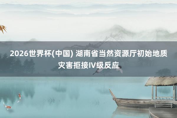 2026世界杯(中国) 湖南省当然资源厅初始地质灾害拒接Ⅳ级反应