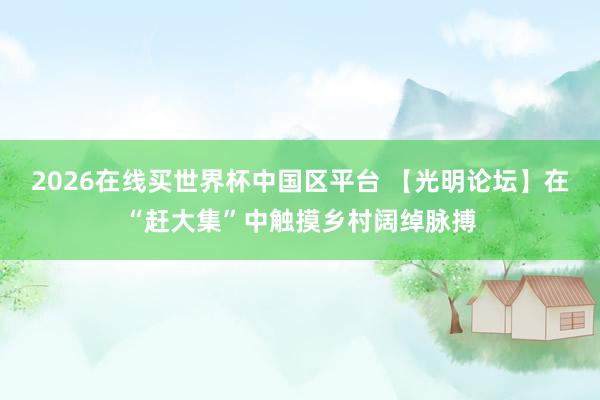 2026在线买世界杯中国区平台 【光明论坛】在“赶大集”中触摸乡村阔绰脉搏
