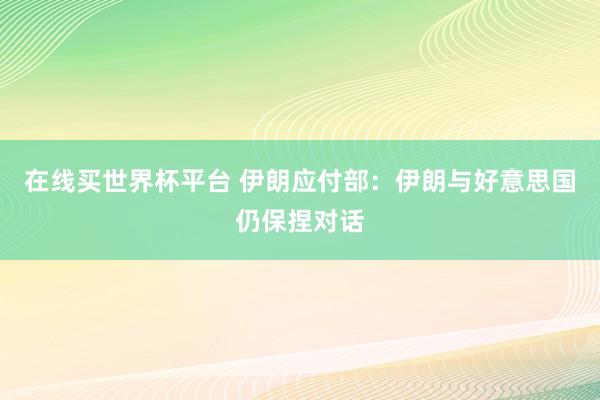 在线买世界杯平台 伊朗应付部：伊朗与好意思国仍保捏对话