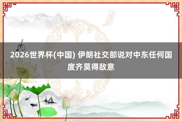2026世界杯(中国) 伊朗社交部说对中东任何国度齐莫得敌意