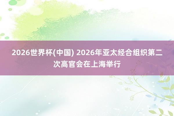 2026世界杯(中国) 2026年亚太经合组织第二次高官会在上海举行