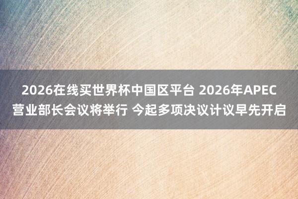 2026在线买世界杯中国区平台 2026年APEC营业部长会议将举行 今起多项决议计议早先开启