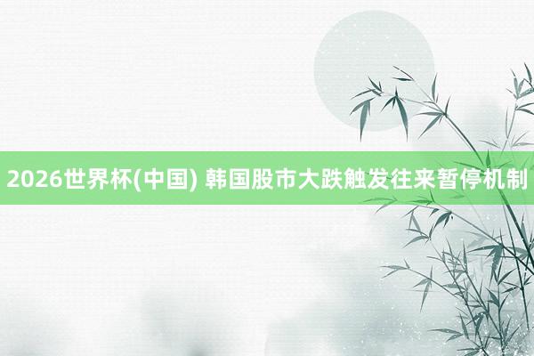 2026世界杯(中国) 韩国股市大跌触发往来暂停机制