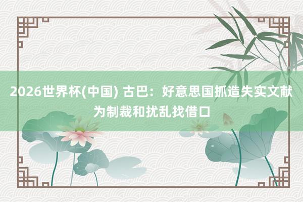 2026世界杯(中国) 古巴:好意思国抓造失实文献 为制裁和扰乱找借口