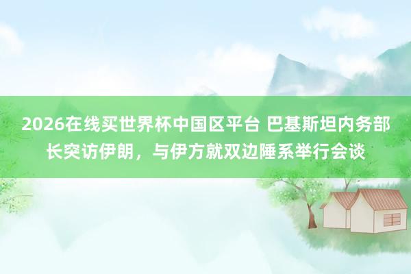 2026在线买世界杯中国区平台 巴基斯坦内务部长突访伊朗,与伊方就双边陲系举行会谈