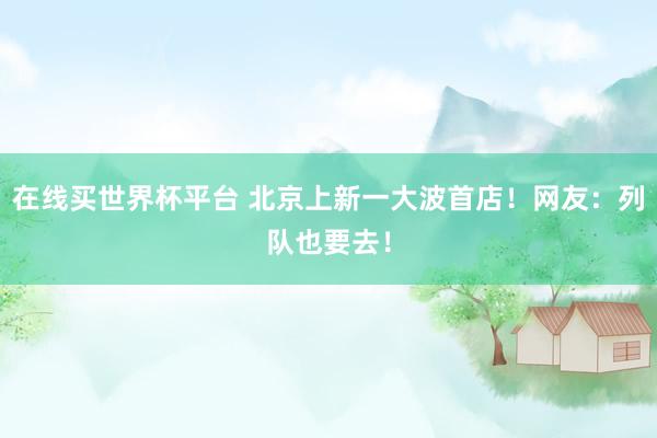 在线买世界杯平台 北京上新一大波首店!网友:列队也要去!