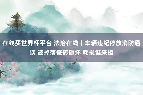在线买世界杯平台 法治在线丨车辆违纪停放消防通谈 被掉落瓷砖砸坏 耗损谁来担