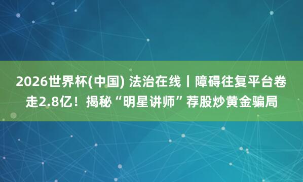 2026世界杯(中国) 法治在线丨障碍往复平台卷走2.8亿!揭秘“明星讲师”荐股炒黄金骗局