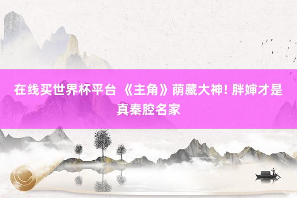 在线买世界杯平台 《主角》荫藏大神! 胖婶才是真秦腔名家