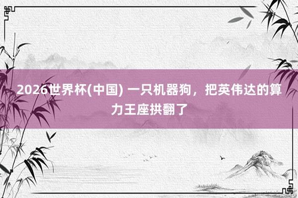 2026世界杯(中国) 一只机器狗,把英伟达的算力王座拱翻了