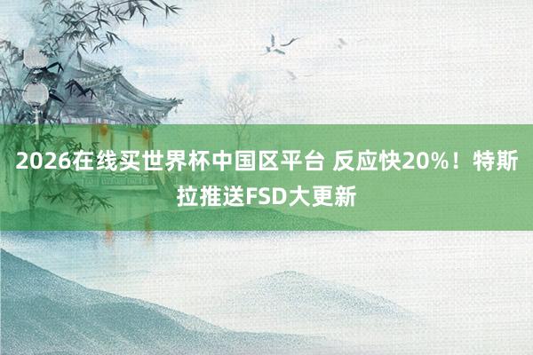 2026在线买世界杯中国区平台 反应快20%!特斯拉推送FSD大更新