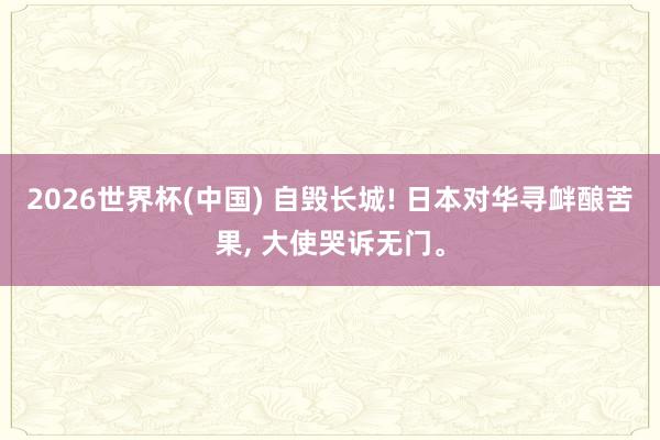 2026世界杯(中国) 自毁长城! 日本对华寻衅酿苦果, 大使哭诉无门。