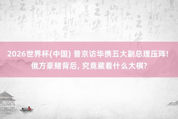 2026世界杯(中国) 普京访华携五大副总理压阵! 俄方豪赌背后, 究竟藏着什么大棋?
