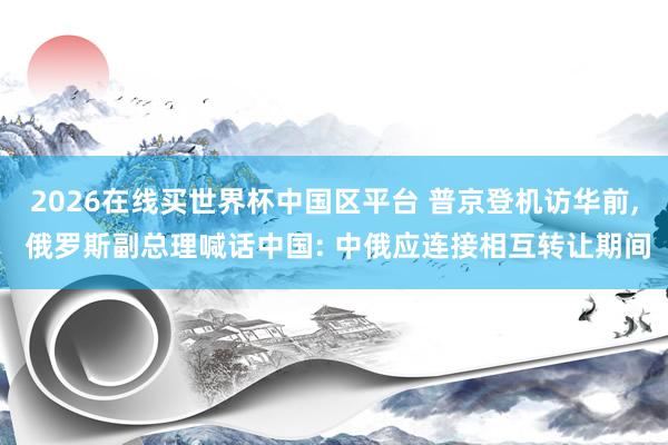 2026在线买世界杯中国区平台 普京登机访华前, 俄罗斯副总理喊话中国: 中俄应连接相互转让期间