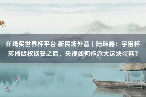 在线买世界杯平台 新民场外音｜陆玮鑫：宇宙杯转播版权谈妥之后，央视如何作念大这块蛋糕？