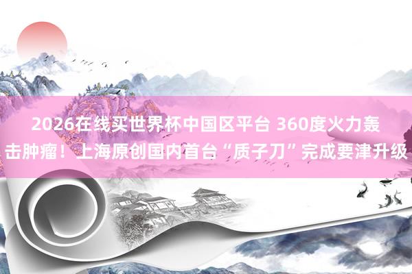 2026在线买世界杯中国区平台 360度火力轰击肿瘤!上海原创国内首台“质子刀”完成要津升级