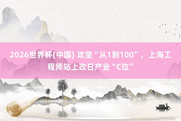 2026世界杯(中国) 攻坚“从1到100”,上海工程师站上改日产业“C位”
