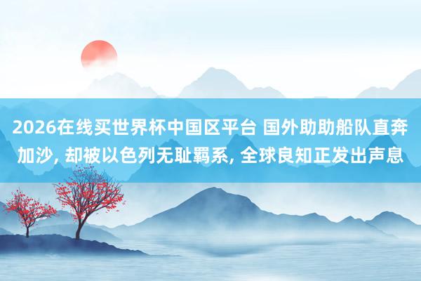 2026在线买世界杯中国区平台 国外助助船队直奔加沙, 却被以色列无耻羁系, 全球良知正发出声息