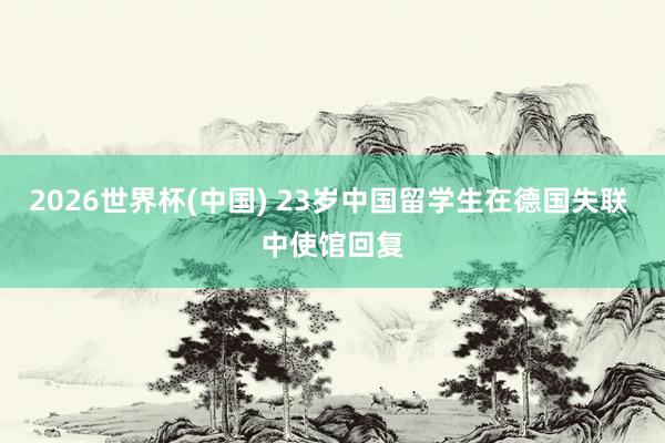 2026世界杯(中国) 23岁中国留学生在德国失联 中使馆回复