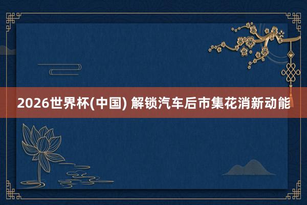 2026世界杯(中国) 解锁汽车后市集花消新动能