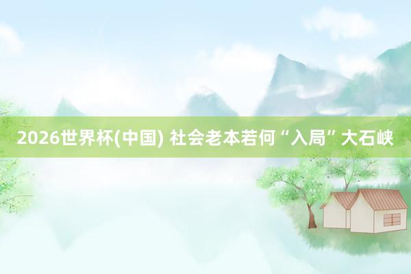 2026世界杯(中国) 社会老本若何“入局”大石峡