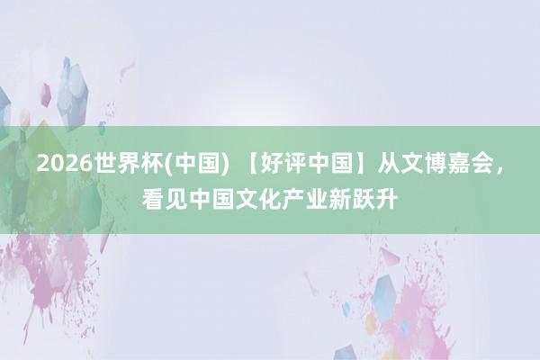 2026世界杯(中国) 【好评中国】从文博嘉会,看见中国文化产业新跃升