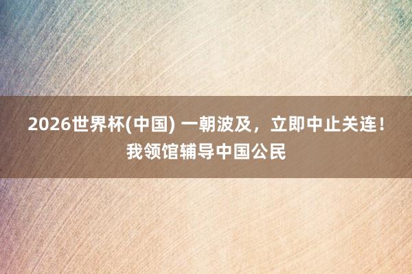2026世界杯(中国) 一朝波及,立即中止关连!我领馆辅导中国公民