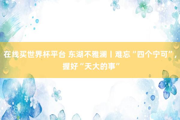 在线买世界杯平台 东湖不雅澜丨难忘“四个宁可”, 握好“天大的事”