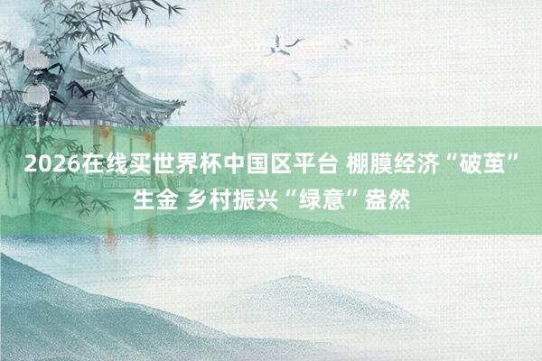 2026在线买世界杯中国区平台 棚膜经济“破茧”生金 乡村振兴“绿意”盎然