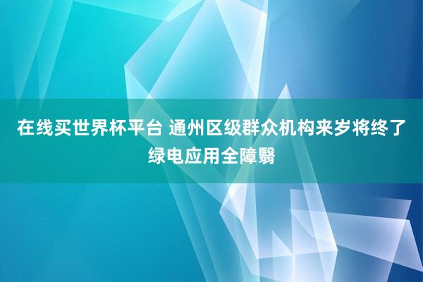 在线买世界杯平台 通州区级群众机构来岁将终了绿电应用全障翳