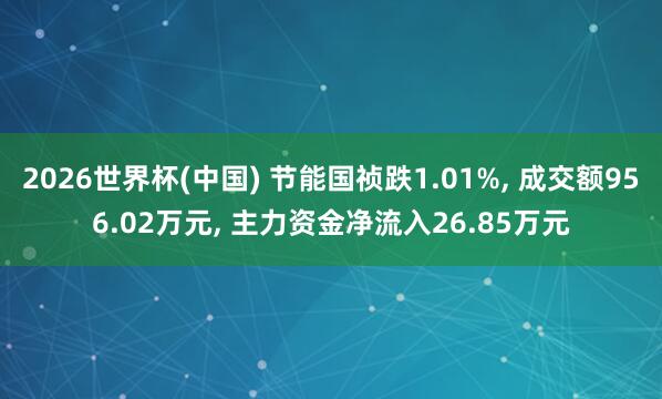 2026世界杯(中国) 节能国祯跌1.01%, 成交额956.02万元, 主力资金净流入26.85万元
