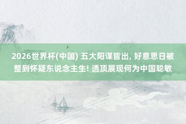 2026世界杯(中国) 五大阳谋皆出, 好意思日被整到怀疑东说念主生! 透顶展现何为中国聪敏