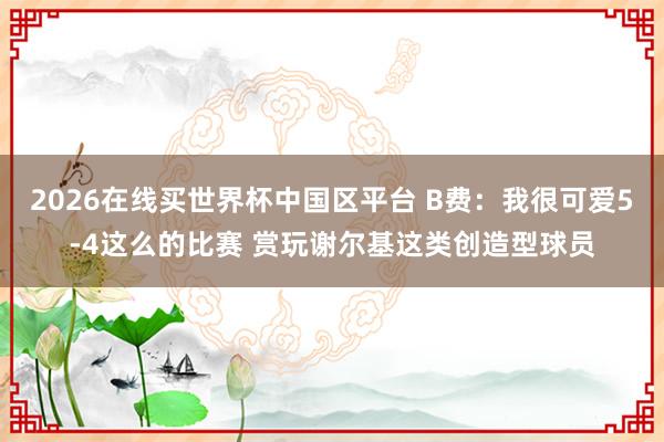 2026在线买世界杯中国区平台 B费:我很可爱5-4这么的比赛 赏玩谢尔基这类创造型球员