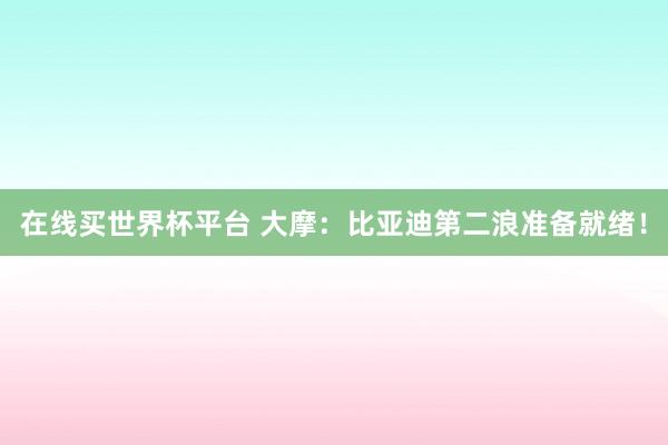 在线买世界杯平台 大摩:比亚迪第二浪准备就绪!