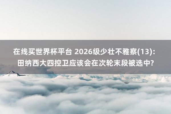 在线买世界杯平台 2026级少壮不雅察(13): 田纳西大四控卫应该会在次轮末段被选中?