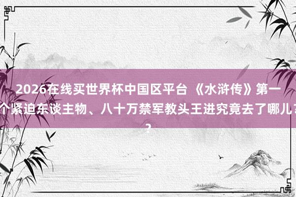2026在线买世界杯中国区平台 《水浒传》第一个紧迫东谈主物、八十万禁军教头王进究竟去了哪儿?