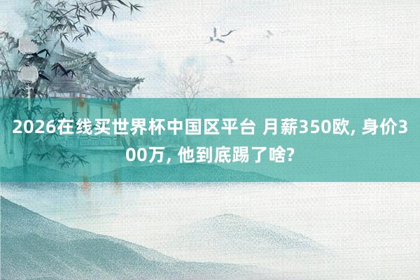 2026在线买世界杯中国区平台 月薪350欧, 身价300万, 他到底踢了啥?