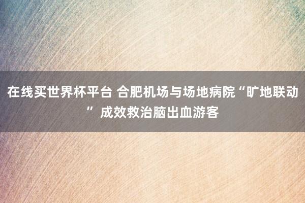 在线买世界杯平台 合肥机场与场地病院“旷地联动” 成效救治脑出血游客