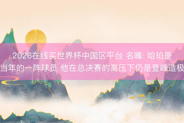 2026在线买世界杯中国区平台 名嘴: 哈珀是当年的一阵球员